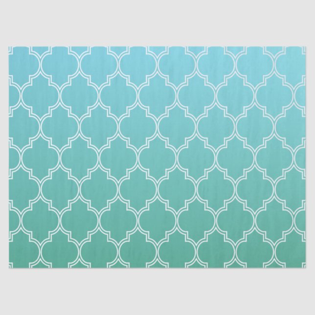 Teal and White Abstract Geometric Pattern  Tissue Paper (Front)