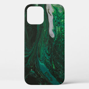 Teal and white abstract painting iPhone 12 case