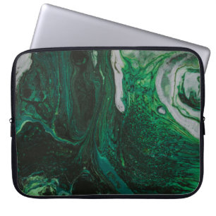 Teal and white abstract painting laptop sleeve