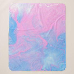 TEAL AND WHITE ABSTRACT PAINTING SHERPA BLANKET