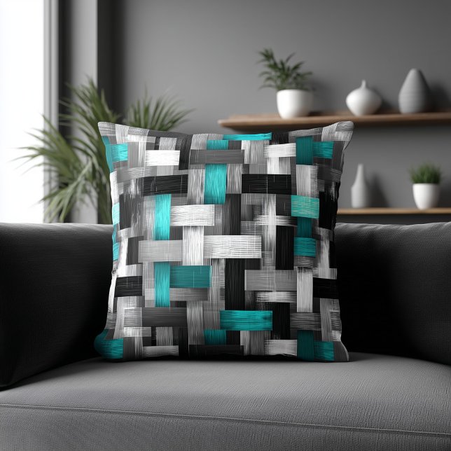 Teal and White Abstract Pattern Cushion (Creator Uploaded)