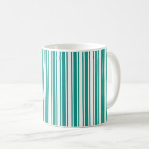 Teal and white candy stripes coffee mug