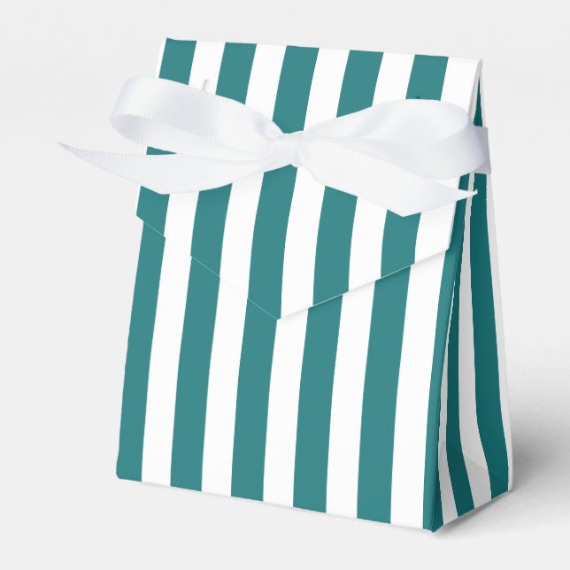 Teal and white candy stripes favour box (Front Side)
