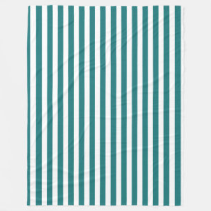 Teal and white candy stripes fleece blanket