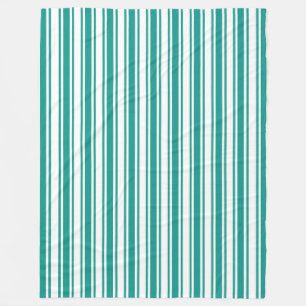Teal and white candy stripes fleece blanket