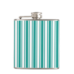 Teal and white candy stripes hip flask