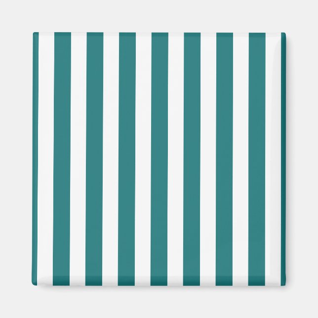 Teal and white candy stripes magnet (Front)