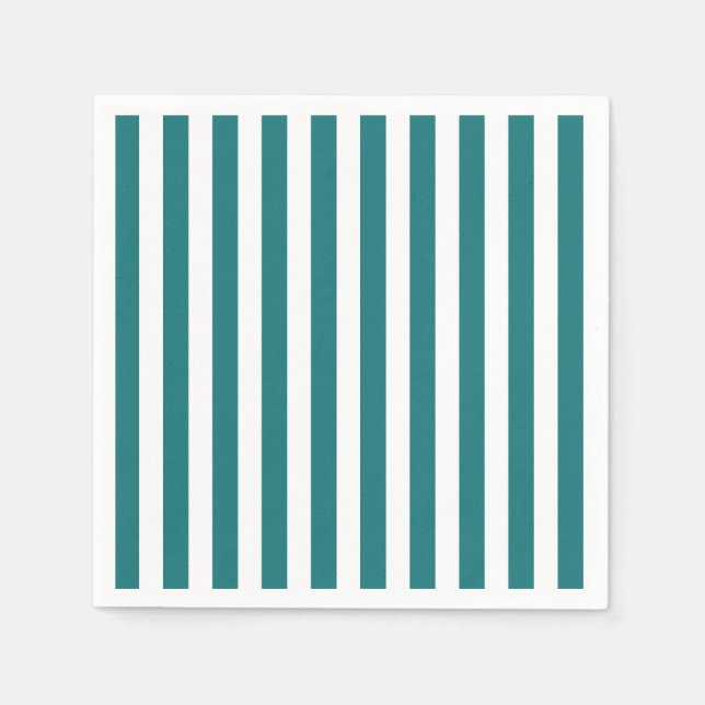 Teal and white candy stripes napkin (Front)