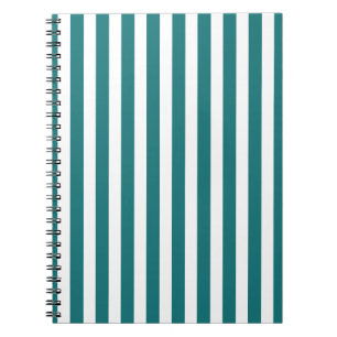 Teal and white candy stripes notebook