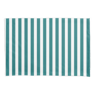 Teal and white candy stripes pillowcase