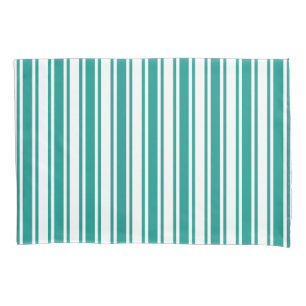 Teal and white candy stripes pillowcase