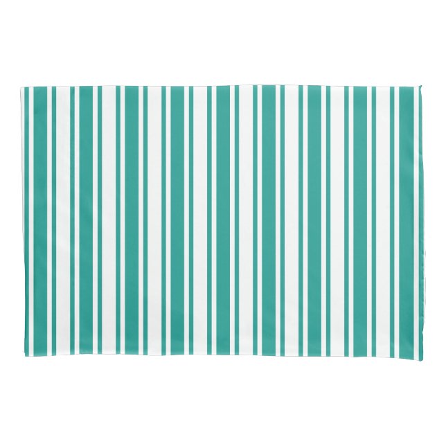 Teal and white candy stripes pillowcase (Front)