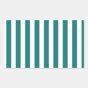 Teal and white candy stripes rectangular sticker