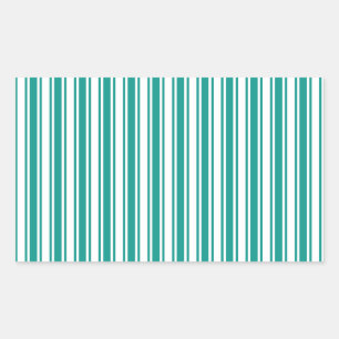 Teal and white candy stripes rectangular sticker