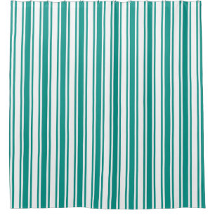 Teal and white candy stripes shower curtain
