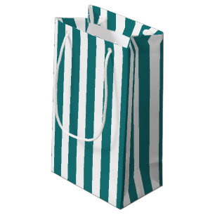 Teal and white candy stripes small gift bag