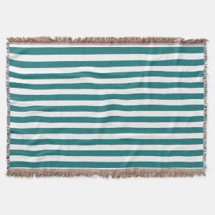 Teal and white candy stripes throw blanket