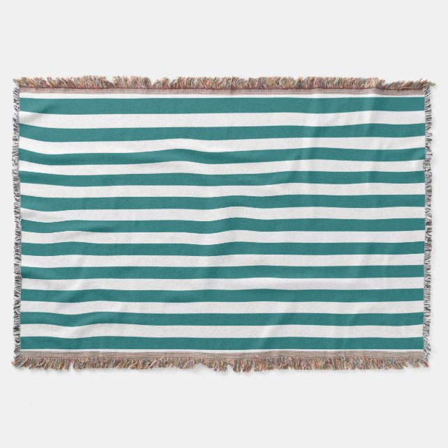 Teal and white candy stripes throw blanket (Front)
