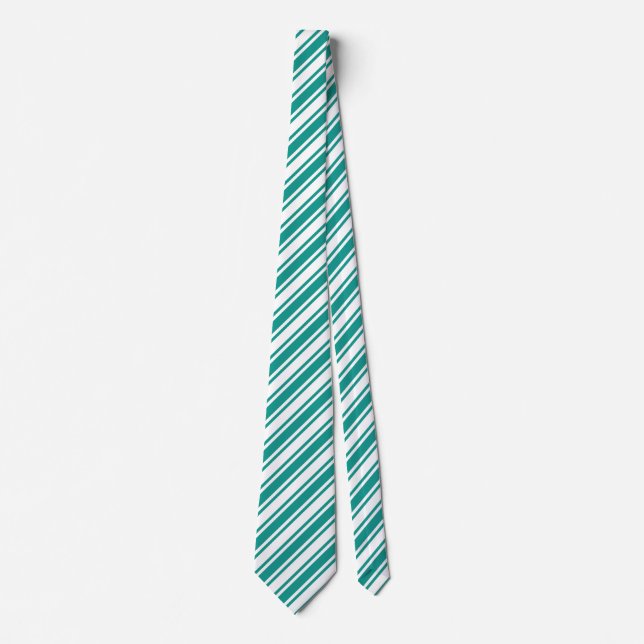 Teal and white candy stripes tie (Front)