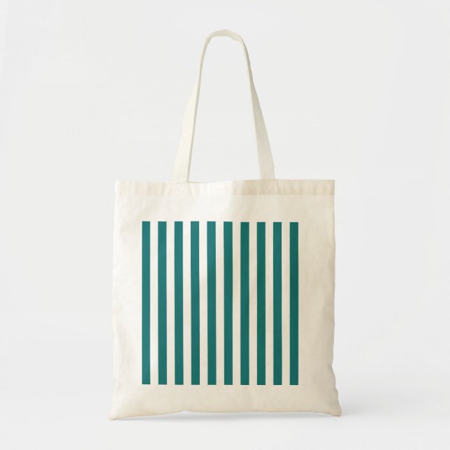 Teal and white candy stripes tote bag (Front)