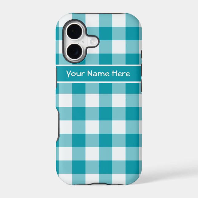 Teal and White Check Gingham Pattern (Back)