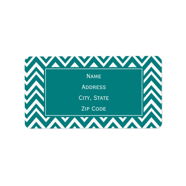 Teal and White Chevron Pattern Label (Front)