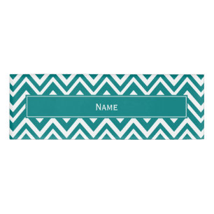 Teal and White Chevron Pattern Name Tag