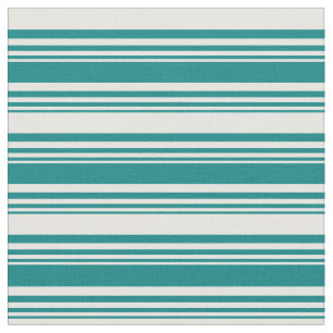 Teal and White Coloured Striped/Lined Pattern Fabric