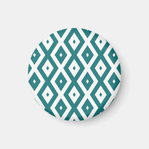 Teal and white diamond pattern magnet