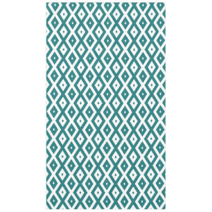 Teal and white diamond pattern tablecloth