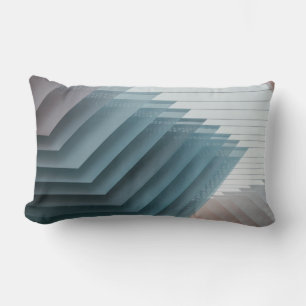Teal and white digital wallpaper lumbar cushion