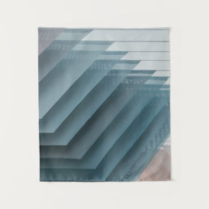 Teal and white digital wallpaper tapestry