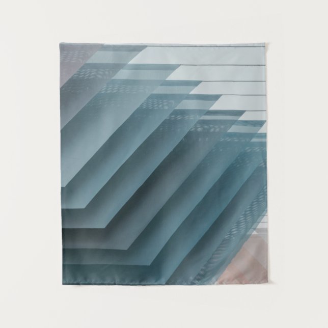 Teal and white digital wallpaper tapestry (Front)