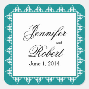 Teal and White Filigree Border Envelope Seal
