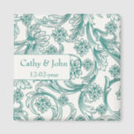 Teal and White Floral Spring Wedding Design Magnet<br><div class="desc">Teal and White Floral flowers Spring Wedding Design</div>