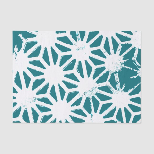 Teal and white geometric pattern tissue paper (Front)
