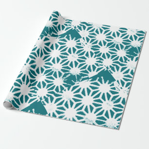 Teal and white geometric pattern wrapping paper