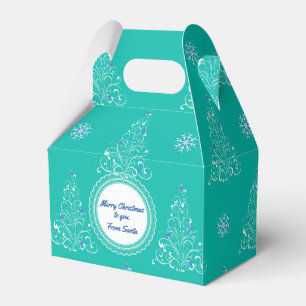 Teal and White Holiday Gable Favour Gift Box