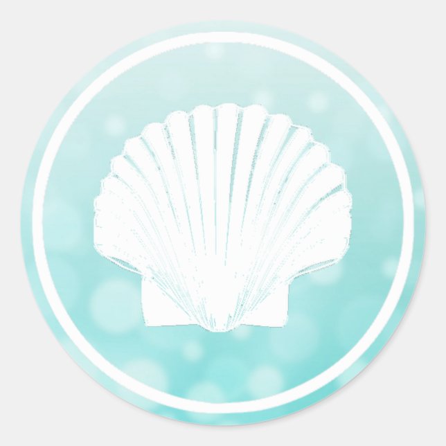 Teal and White Initials wedding Sticker (Front)