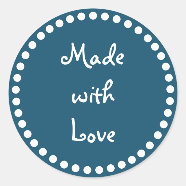 Teal and white made with love sticker (Front)