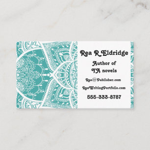Teal and White Mandala - Loergann in Blue Spruce Business Card