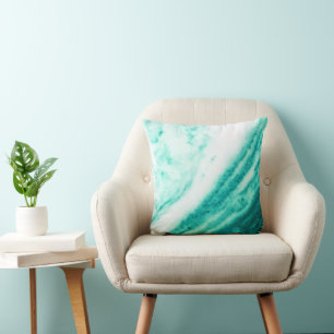 Teal and White Marble Cushion