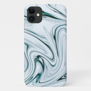 Teal and White Marble Swirl Effect iPhone 11 Case