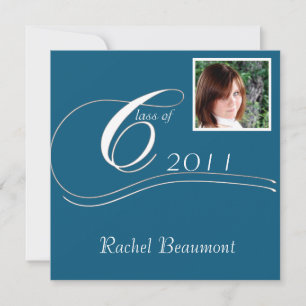 Teal and White Modern Classic Graduation Invitation