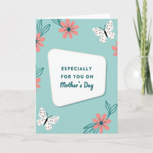 Teal And White Mothers Day Card