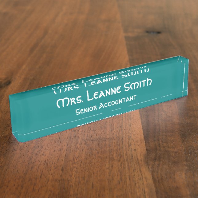 Teal and White Nameplate (Side)