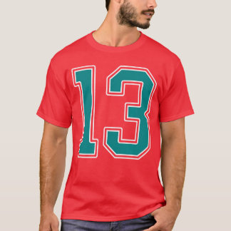 Teal and White Number 13 Jersey Player Uniform 13  T-Shirt