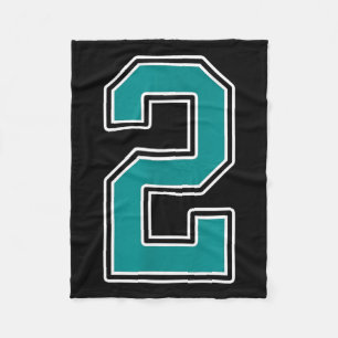 Teal and White Number 2 Jersey Player Uniform 2 Fleece Blanket