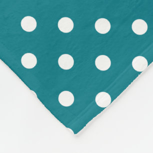 Teal And White Polka Dot Pattern Fleece Blanket