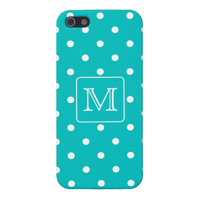 Teal and White Polka Dot Pattern. iPhone Case (Back)